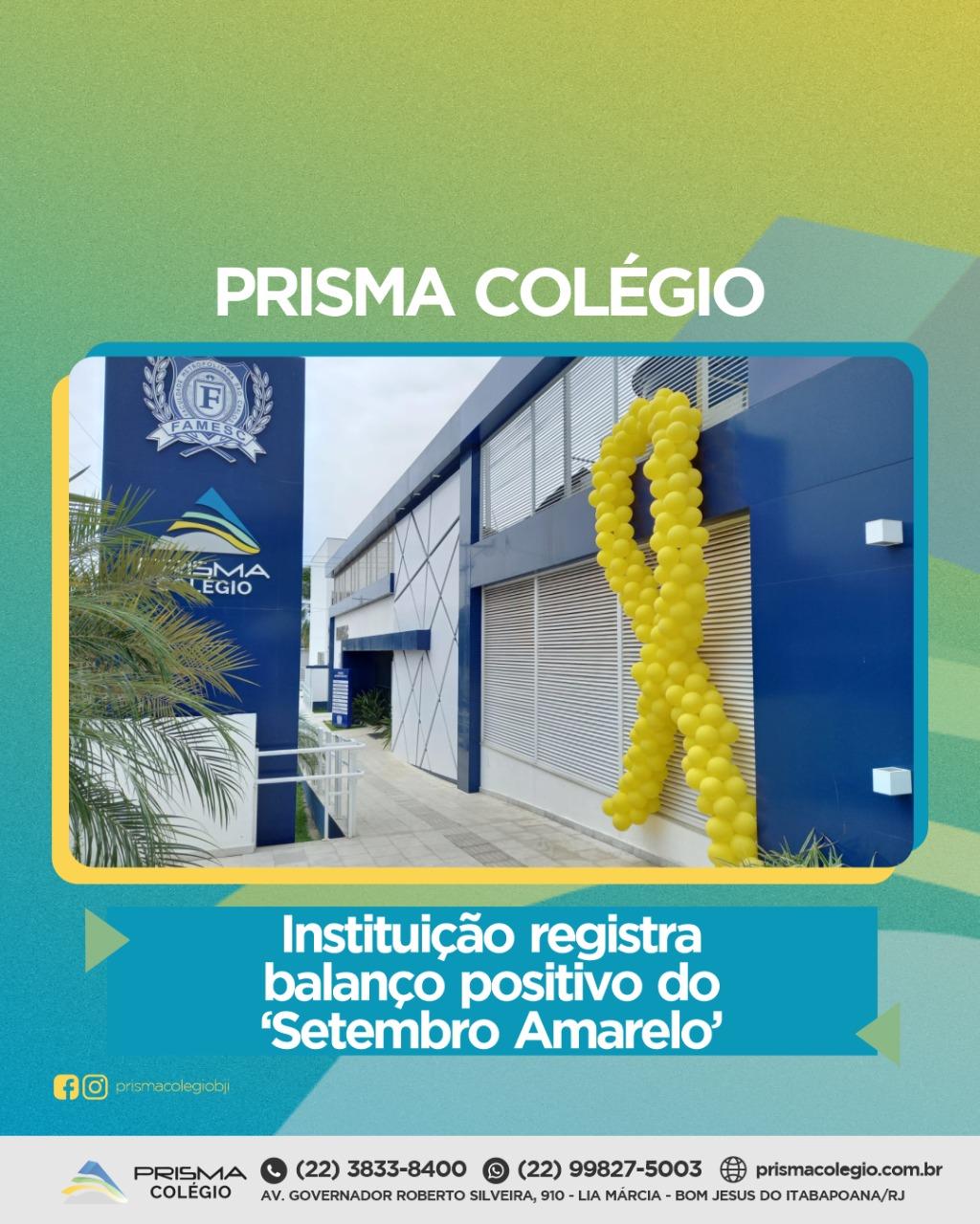 Prisma Colégio registra balanço positivo do ‘Setembro Amarelo’