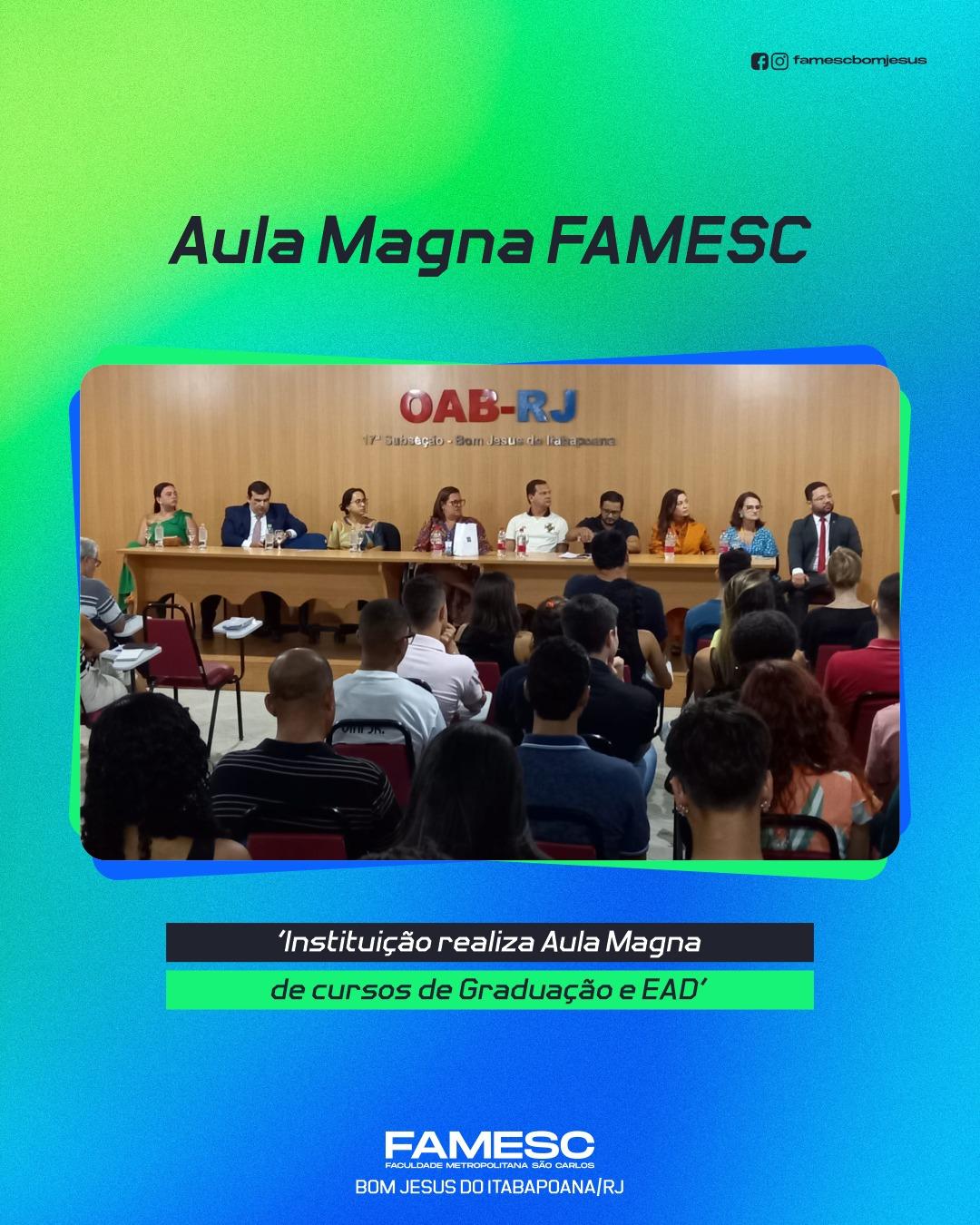 FAMESC realiza ‘Aula Magna’ dos cursos de graduação