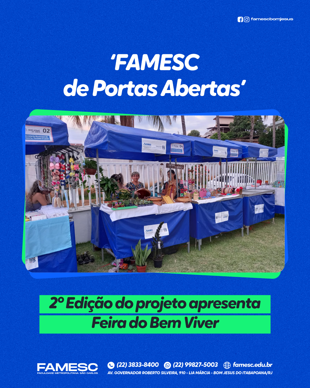 Feira do Bem Viver acontece dentro do Projeto FAMESC de Portas Abertas