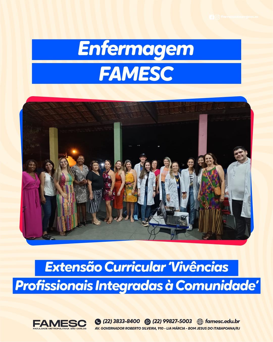 Curso de Enfermagem da FAMESC promove atividades de extensão