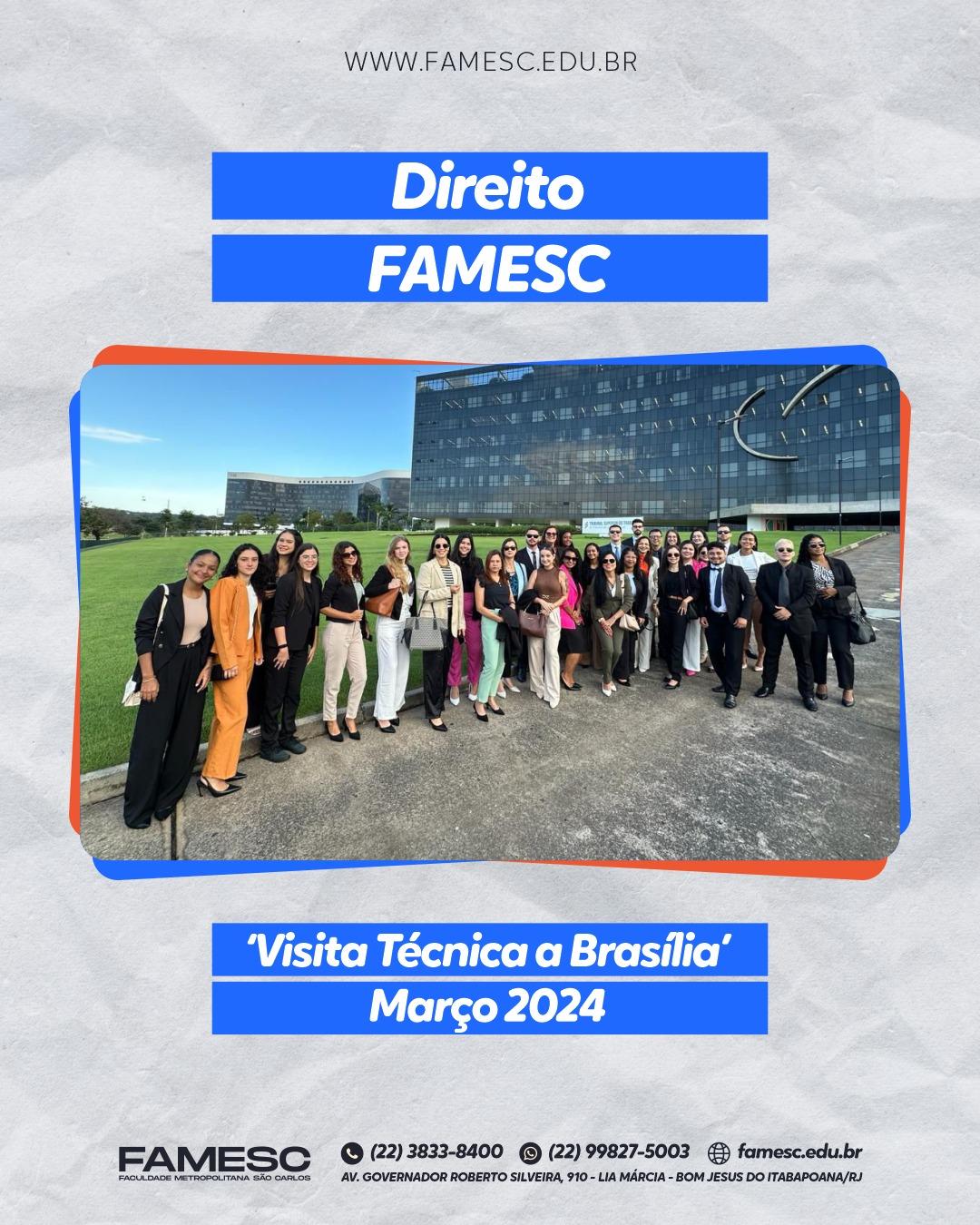 Curso de Direito da FAMESC realiza ‘Visita Técnica’ a Brasília