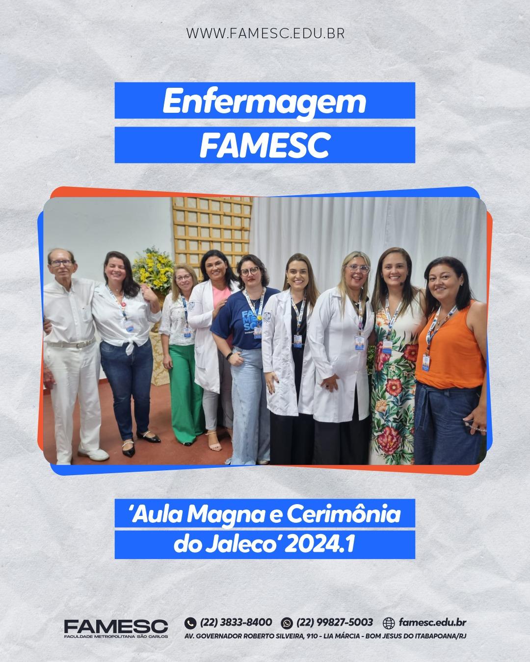 Curso de Enfermagem da FAMESC realiza ‘Aula Magna e Cerimônia do Jaleco’ – 2024/1