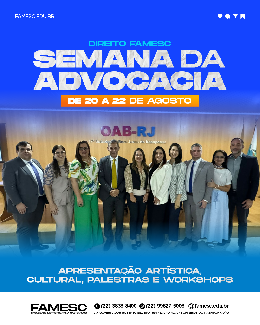 Curso de Direito da FAMESC promove ‘Semana da Advocacia’