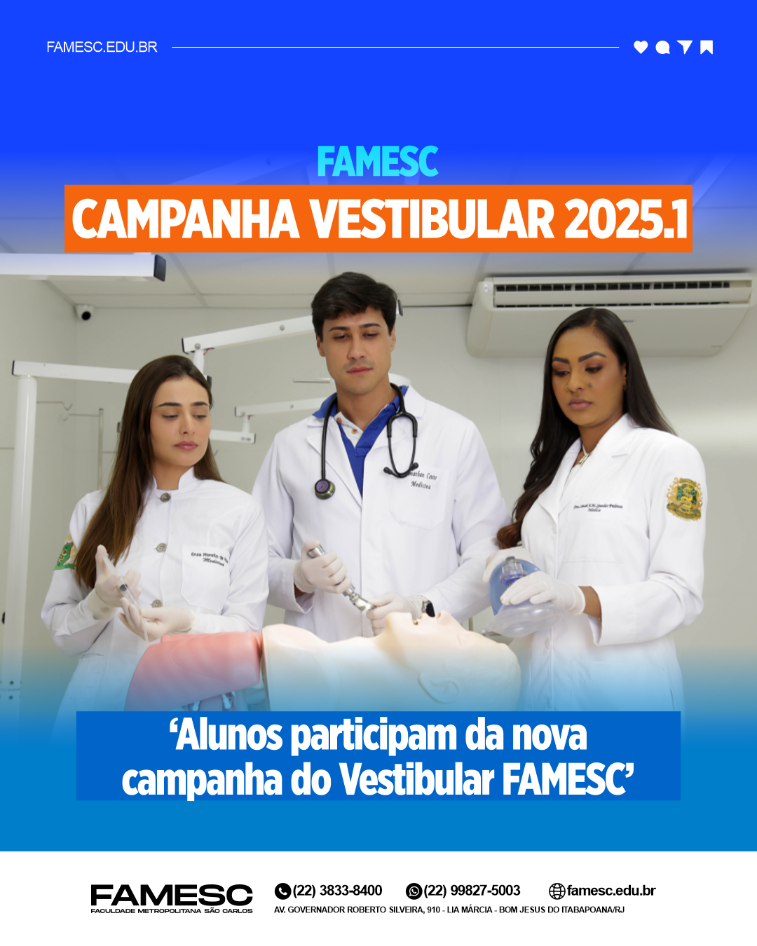 FAMESC realiza ensaio fotográfico para a nova campanha do Vestibular 2025.1