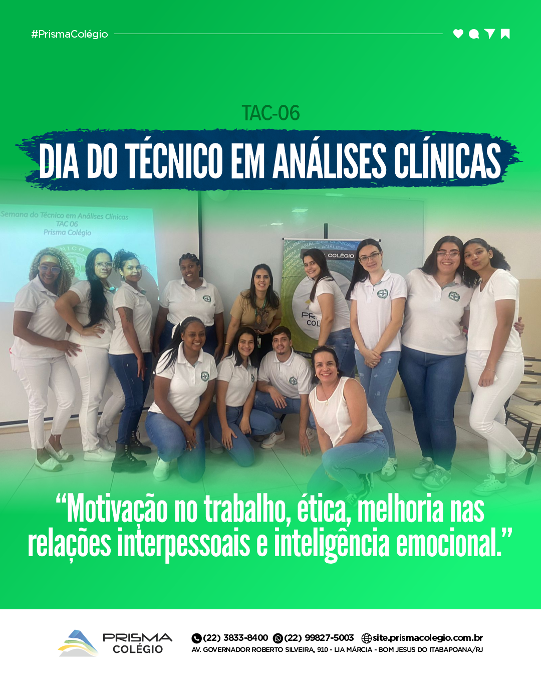 Prisma Colégio comemora do Dia do Técnico em Análises Clínicas