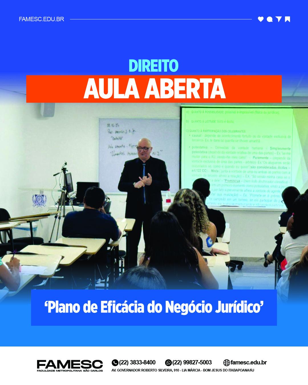 Curso de Direito da FAMESC realiza ‘Aula Aberta’