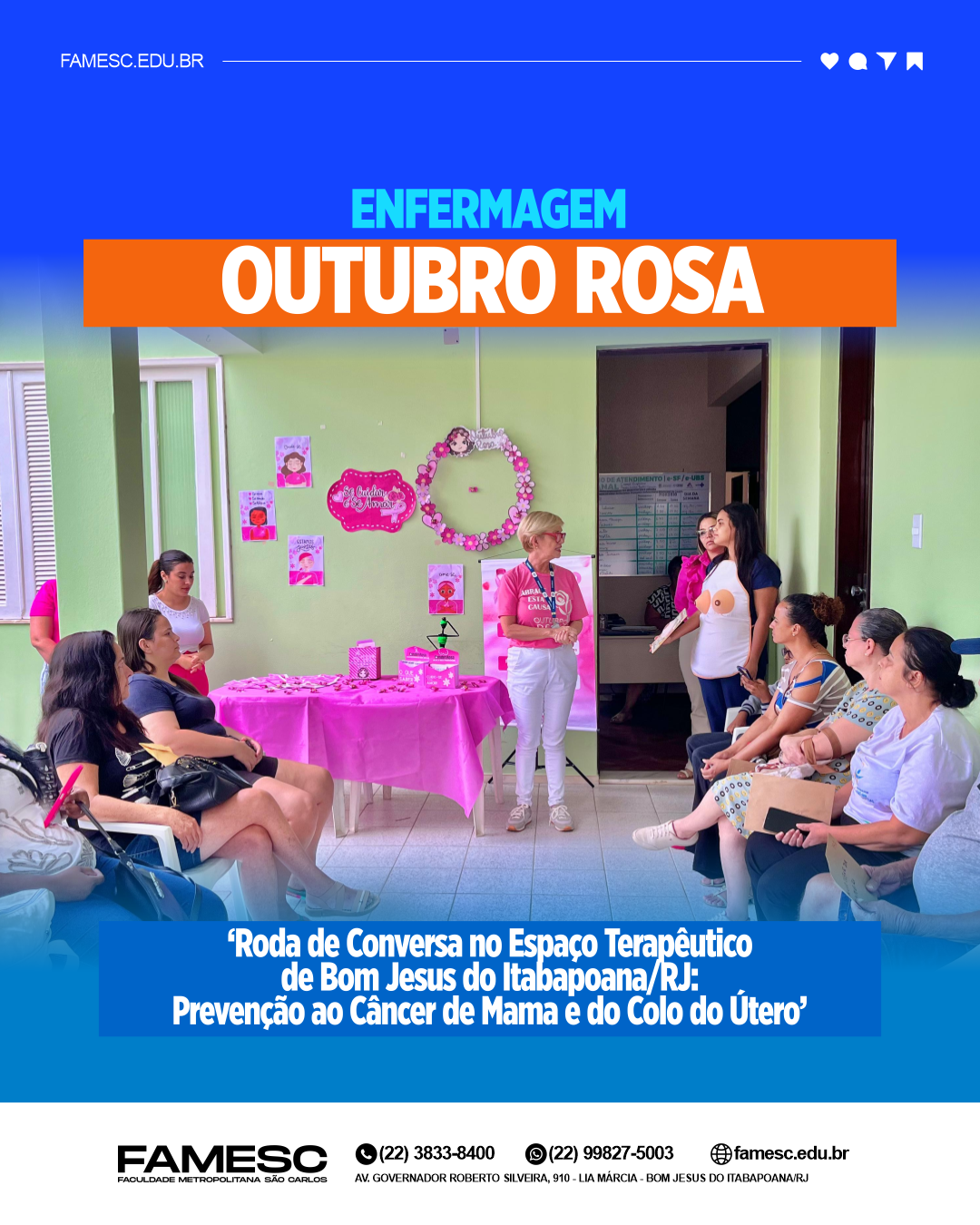 Enfermagem da FAMESC promove Roda de Conversa do ‘Outubro Rosa’