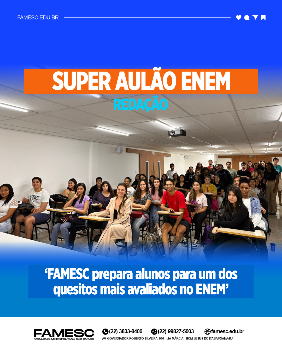 FAMESC realiza ‘Super Aulão ENEM – Redação’