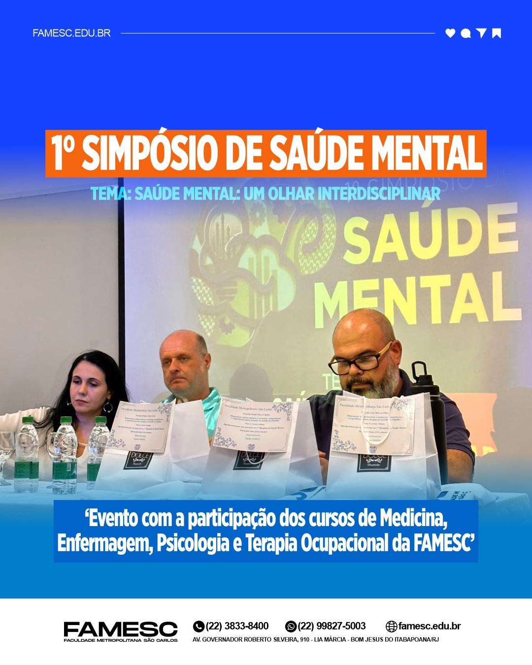 Medicina FAMESC realiza 1º Simpósio de Saúde Mental