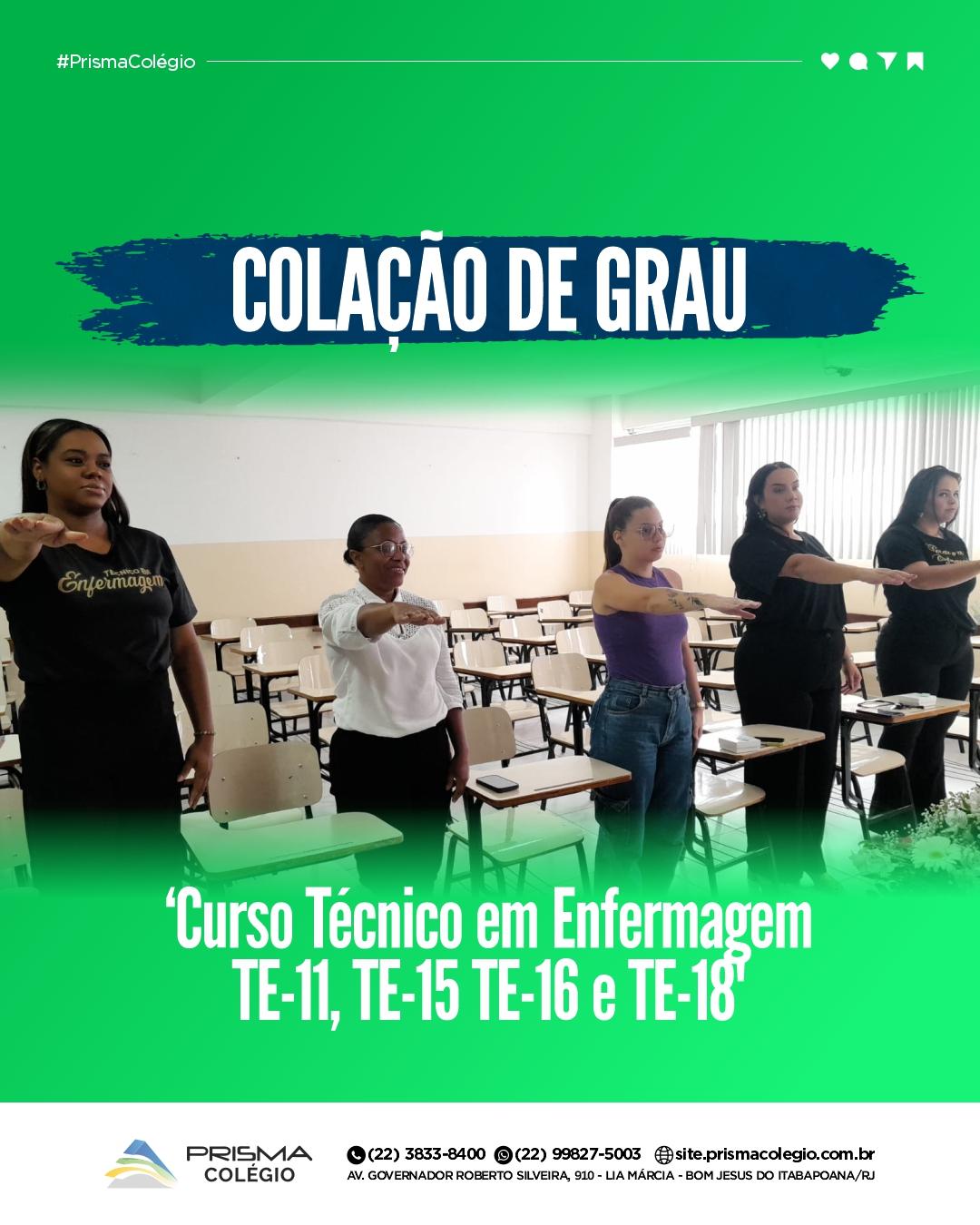 Prisma Colégio realiza Colação de Grau de alunos das turmas TE-11, TE-15, TE-16 e TE-18